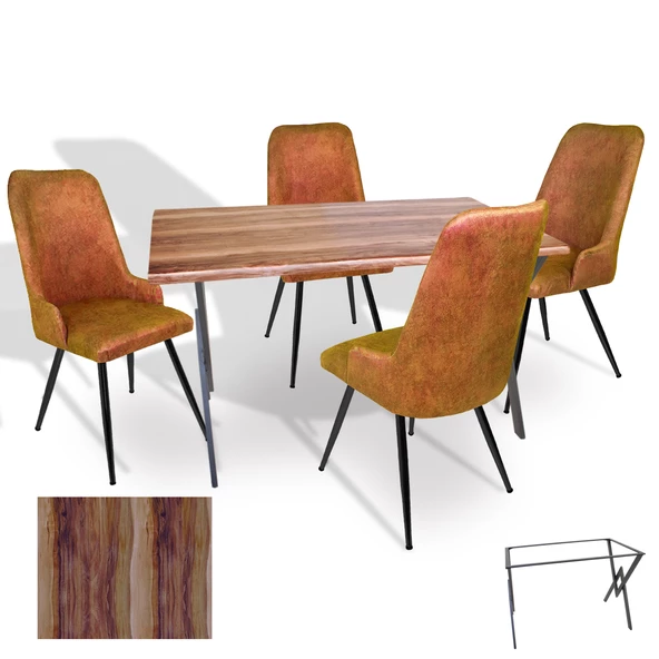 Anemon Werzalit - Çırağan Masa Takımı (80x120) - (Indıana Wood - Kiremit) ürün görseli