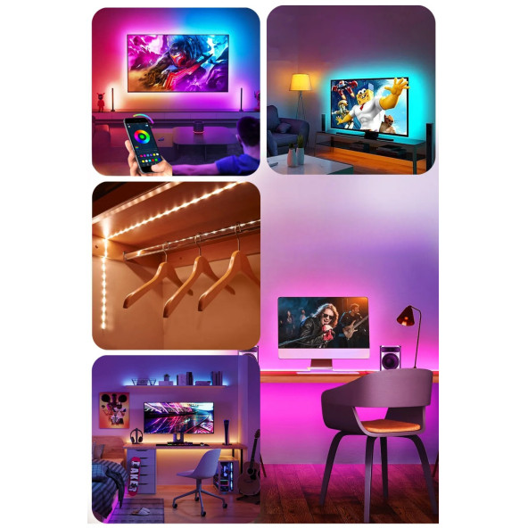 neeko Telefon Kontrollü Tv Arkası Yatak Odası Çocuk Odası Mutfak Rgb Şerit Led Tak Çalıştır 4 Metre - 3