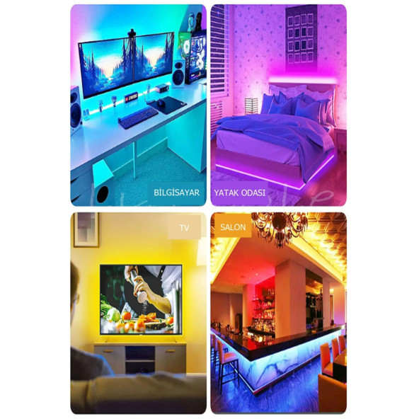 neeko Telefon Kontrollü Tv Arkası Yatak Odası Çocuk Odası Mutfak Rgb Şerit Led Tak Çalıştır 4 Metre - 4