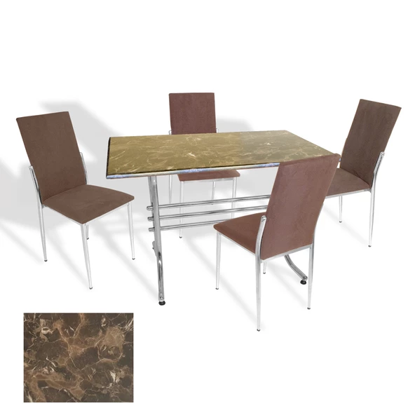 Japon Werzalit - Gözde Mutfak Masa Takımı - (Karacabey Mermer - Taytüyü Kahve) ürün görseli