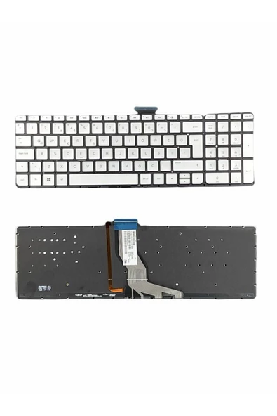 Hp ile Uyumlu Envy 17-n000 (Touch), 17-r000 (Touch) Işıklı Klavye Gümüş Gri TR