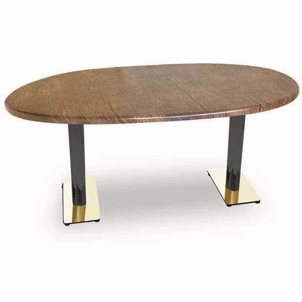 Karanfil Werzalit Gold Oval Masa 94x146 - Rustik Dark ürün görseli