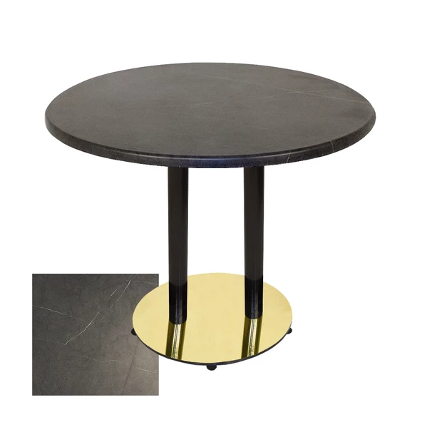 Karanfil Mega Werzalit Yuvarlak Gold Yemek Masası 107cm - Grey Marble