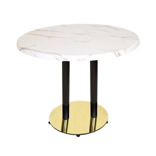 Karanfil Mega Werzalit Yuvarlak Gold Yemek Masası 107cm - Afyon Marble