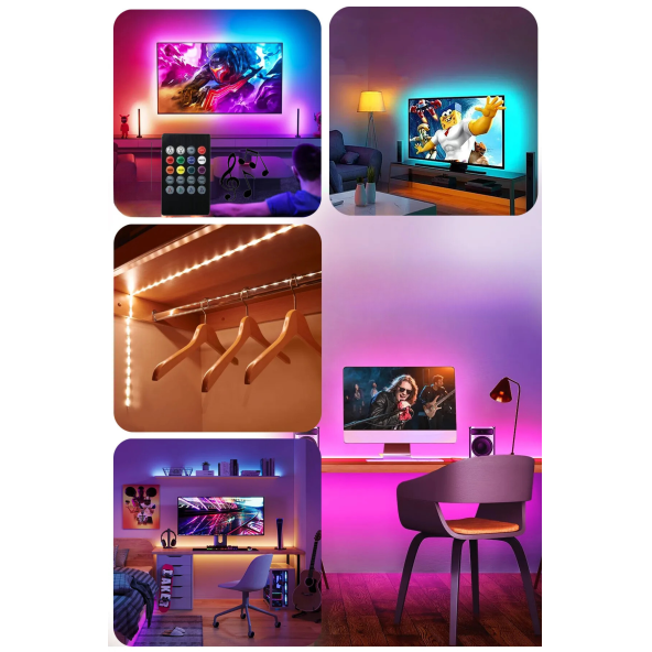 neeko Sese Ve Müziğe Duyarlı Tv Arkası Yatak Odası Çocuk Odası Mutfak Rgb Şerit Led Tak Çalıştır 4 Metre - 3