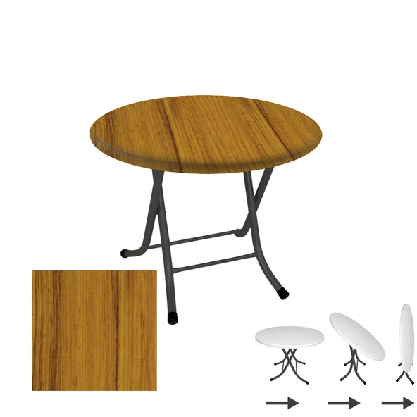Klasik Katlanır Werzalit Yuvarlak Tabla Masa 90cm  - Real Teak ürün görseli