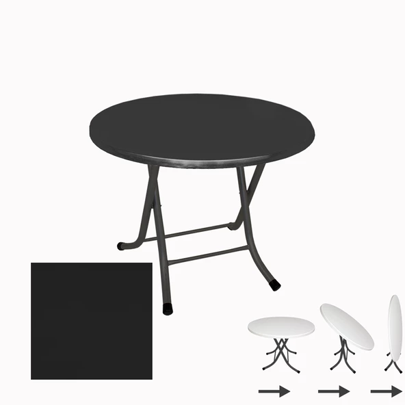 Klasik Katlanır Werzalit Yuvarlak Tabla Masa 90cm  - Siyah ürün görseli