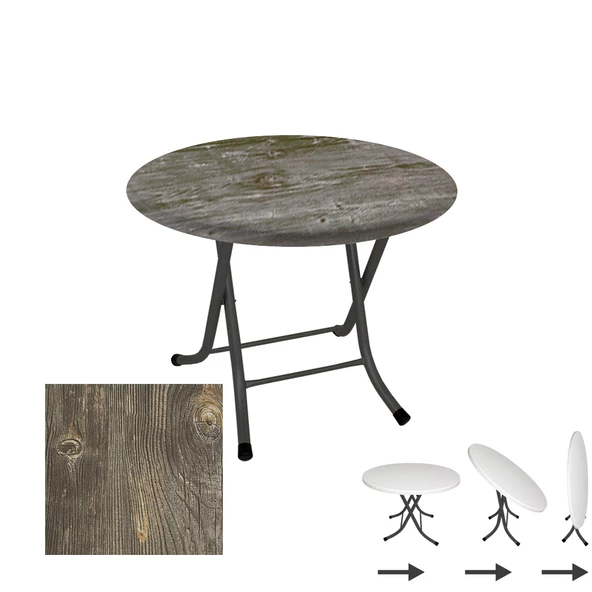 Klasik Katlanır Werzalit Yuvarlak Tabla Masa 90cm  - Old Pine ürün görseli