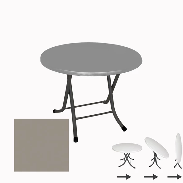 Klasik Katlanır Werzalit Yuvarlak Tabla Masa 80cm  - Koyu Gri ürün görseli
