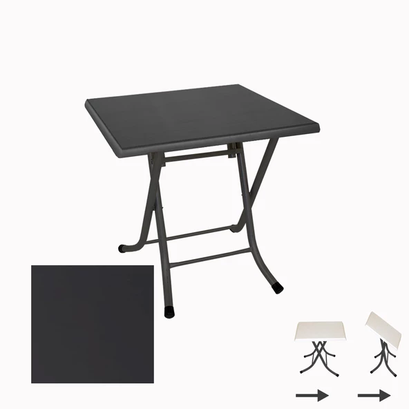 Klasik Katlanır Werzalit Kare Tabla Masa (80X80) - Siyah ürün görseli