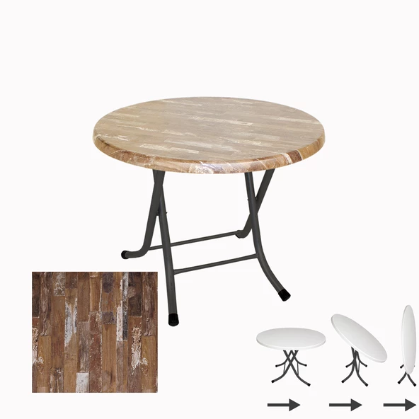 Klasik Katlanır Werzalit Yuvarlak Tabla Masa 70cm  - Maracaibo ürün görseli