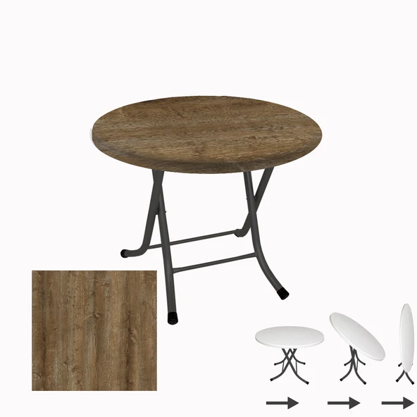 Klasik Katlanır Werzalit Yuvarlak Tabla Masa 80cm  - Canyon Hidalgo ürün görseli