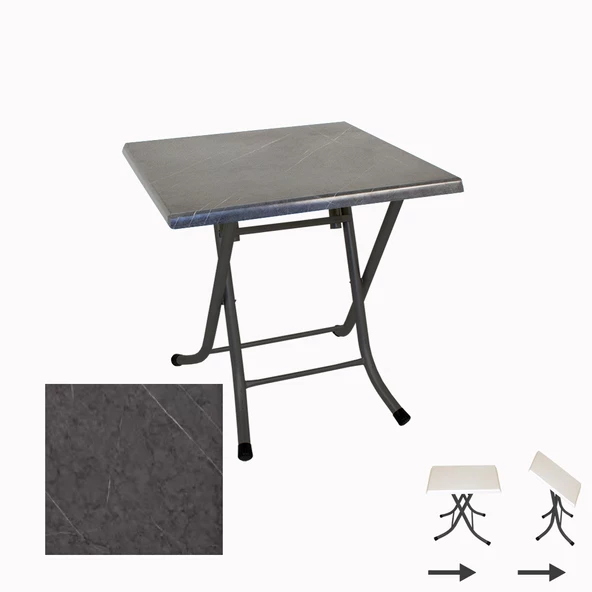 Klasik Katlanır Werzalit Kare Tabla Masa (80X80) - Grey Marble ürün görseli