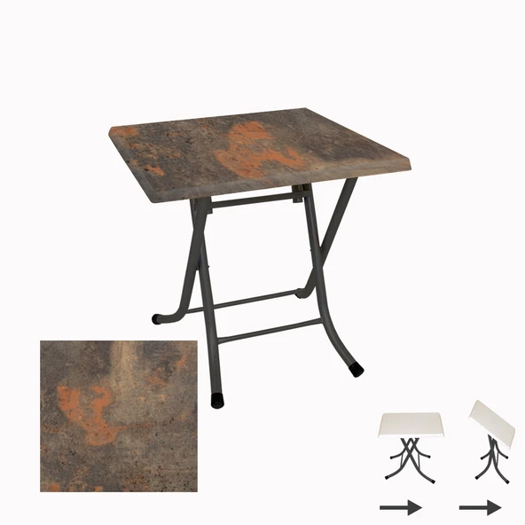 Klasik Katlanır Werzalit Kare Tabla Masa (70x70) - Metalic Oxid 1 ürün görseli