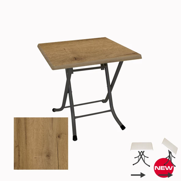 Klasik Katlanır Werzalit Kare Tabla Masa (70x70) - Canyon Palace Oak