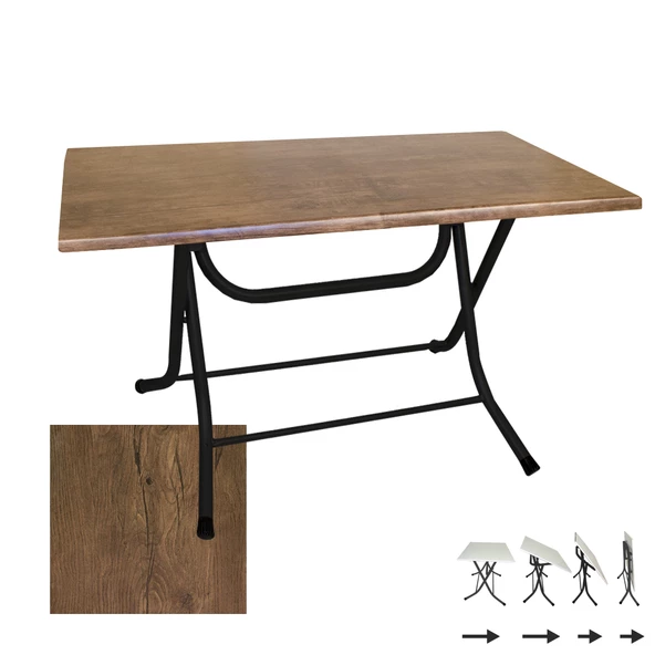 Klasik Katlanır Werzalit Tabla Masa (80x120) - Rustic Dark ürün görseli