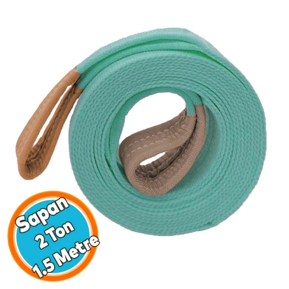 Sapan Polyester Spanzet 2 Ton 1.5 Metre Turkuaz Sağlam Yük Kaldırma Taşıma İndirme Halat