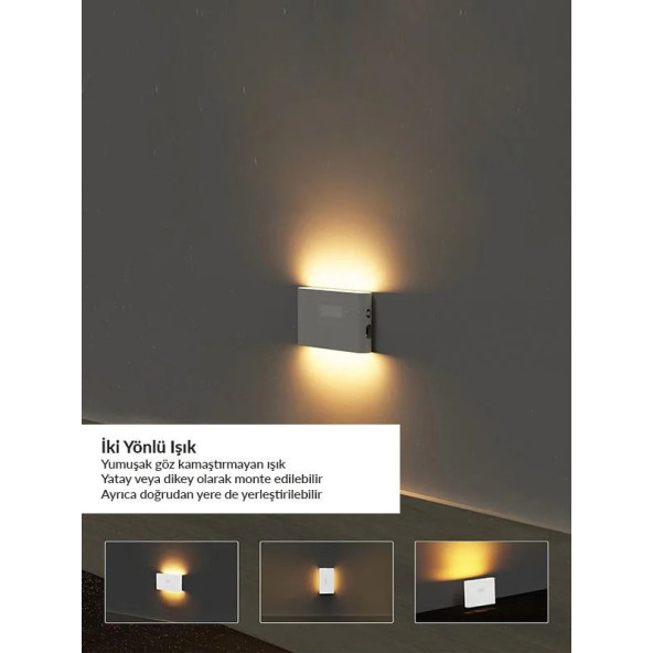 neeko Çift yönlü şarjlı taşınabilir sensörlü mini aplik