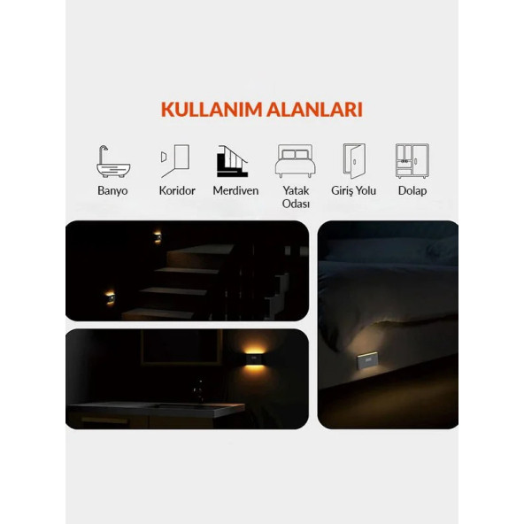 neeko Çift yönlü şarjlı taşınabilir sensörlü mini aplik - 5