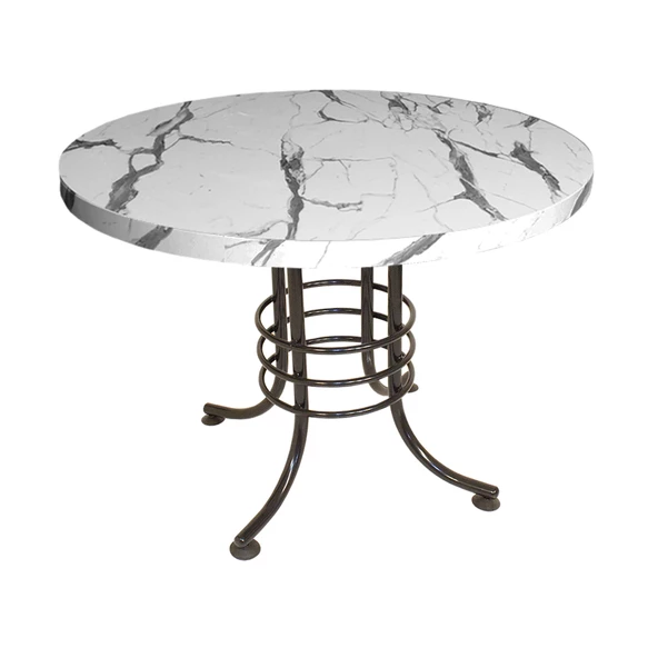 Buket Mega Laminat Yuvarlak Mutfak Masası Q120 - Afyon Marble ürün görseli