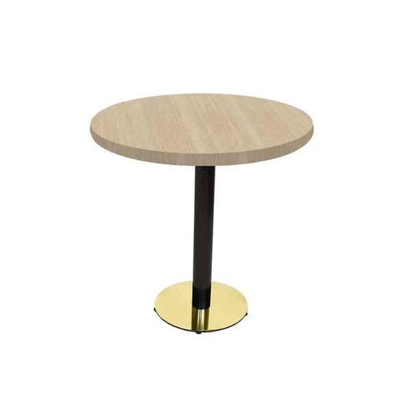 Karanfil Laminat Gold Yuvarlak Masa Q80 - White Oak ürün görseli