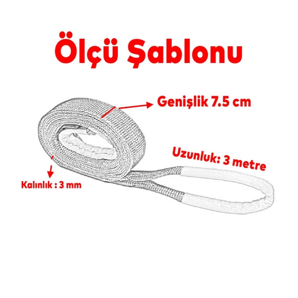 Sapan Polyester Spanzet 3 Ton 3 Metre Sarı Sağlam Yük Kaldırma Taşıma İndirme Halat - 3