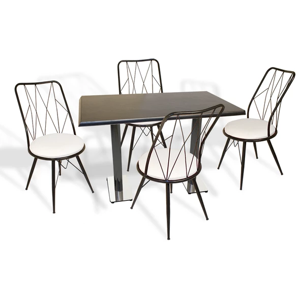 Karanfil Werzalit - Royal Mutfak Masa Takımı (80x120) - Siyah Beyaz ürün görseli