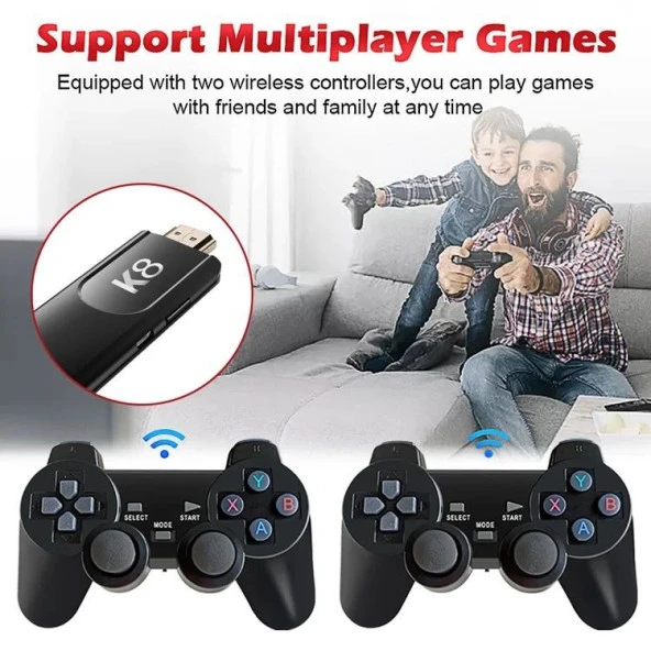 BYOZTEK K8 GAMESTİCK Taşınabilir mini oyun konsolu 64G 4K HD Retro oyun konsolu - 5