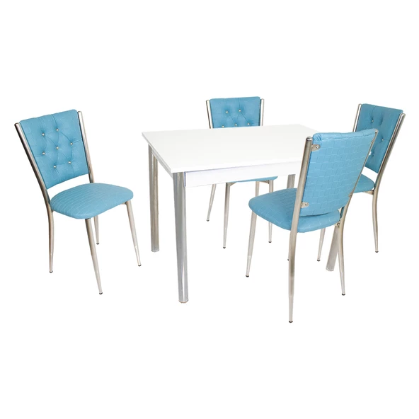 Akasya Kapitoneli Mutfak Masa Takımı (Deri) - Turkuaz ürün görseli