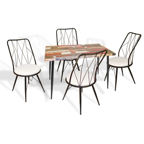 Manolya Werzalit-Royal Mutfak Masa Takımı 70x120 - Red Wood Beyaz