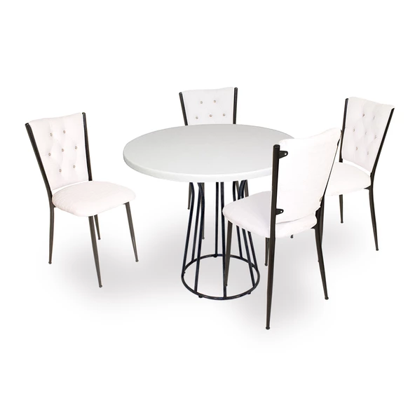 Palermo Werzalit - Kapitoneli  Mutfak Masa Takımı Q80 - Beyaz ürün görseli