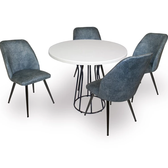 Palermo Werzalit - Nilüfer Mutfak Masa Takımı Q80 - Beyaz Mavi ürün görseli