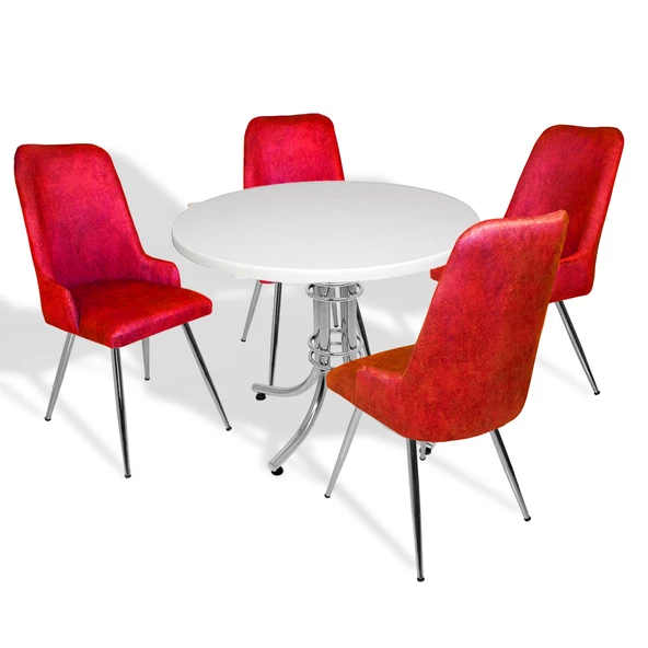 Buket Werzalit Yuvarlak -Çırağan Mutfak Masa Takımı - Bordo ürün görseli 1