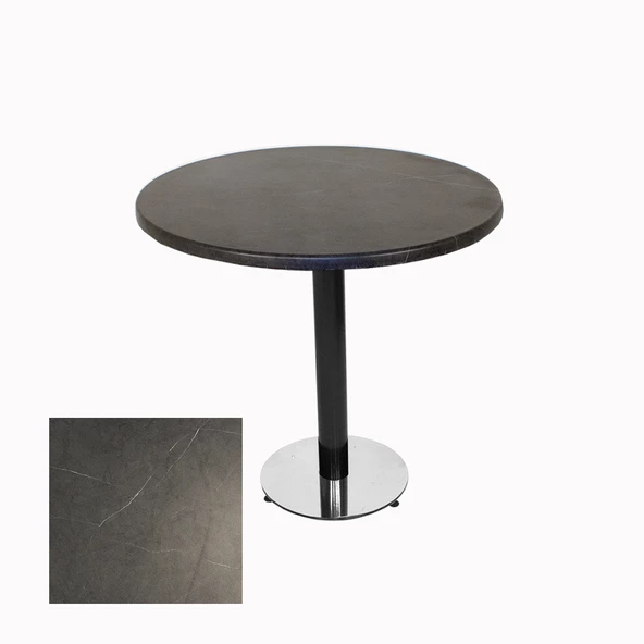Karanfil Werzalit Yuvarlak Masa 90cm - Grey Marble