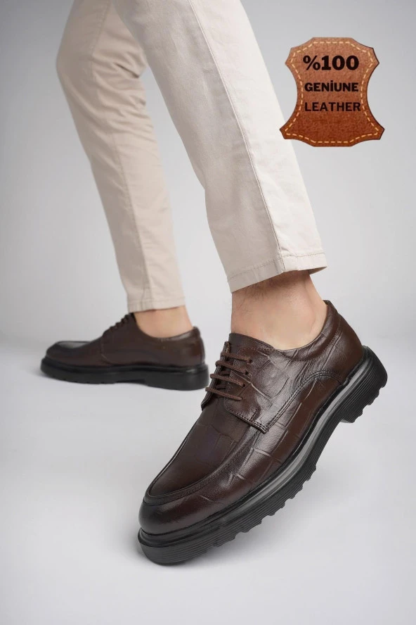 Muggo NORMAN Garantili Günlük Klasik Hakiki Deri Casual Rahat Ortopedik Kalın Taban Erkek Ayakkabı