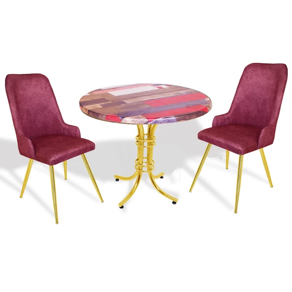 Buket Werzalit Yuvarlak-Çırağan Gold Fiskos Seti - Red Wood Fuşya