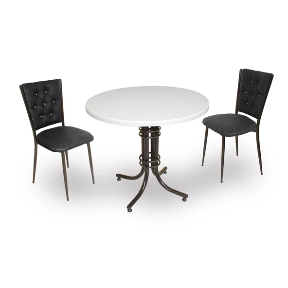 Buket Werzalit Yuvarlak ESB-Kapitoneli 2li Mutfak Masa Takımı - Siyah ürün görseli