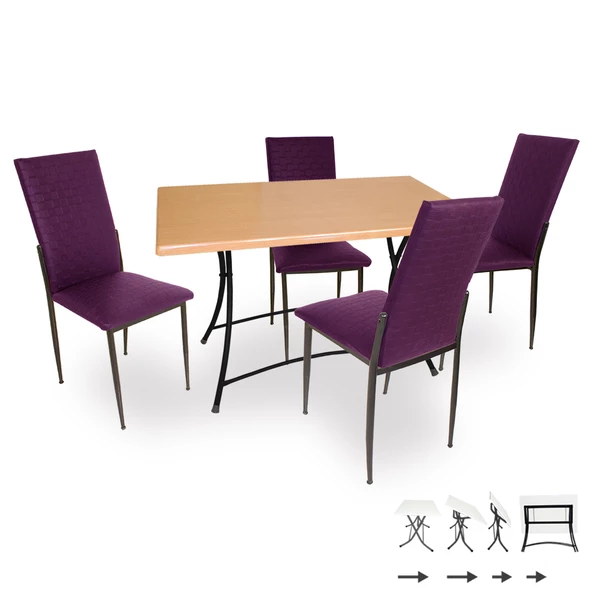 Modern Katlanır Werzalit-Gözde Mutfak Masa Takımı - Mor ürün görseli