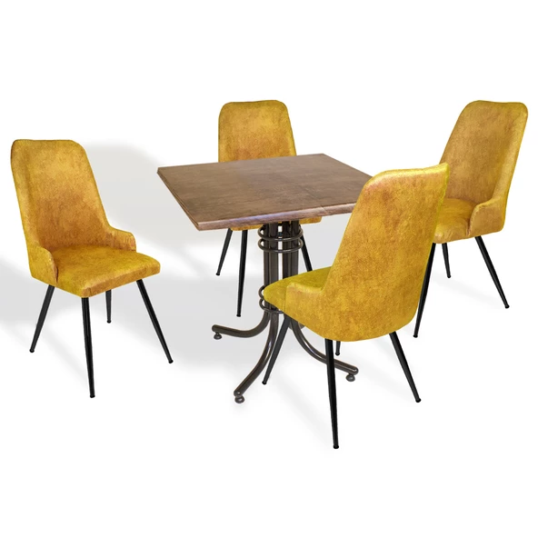 Buket Werzalit Kare ESB -Çırağan Mutfak Masa Takımı - Antik Dark Sarı ürün görseli