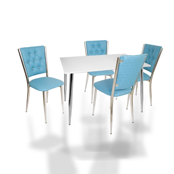 Manolya Kapitoneli Mutfak Masa Takımı (Deri) - Turkuaz ürün görseli