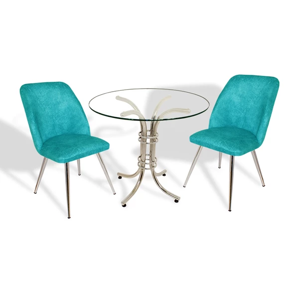 Buket Yuvarlak Cam - Nilüfer Fiskos Seti - Turkuaz ürün görseli