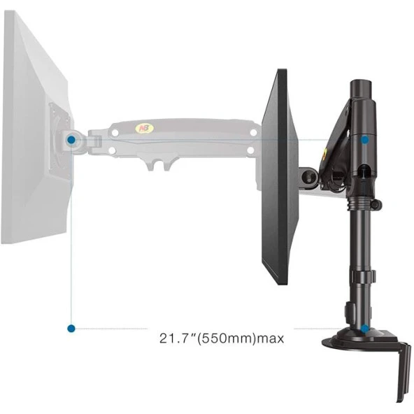 NB H100 22"-35" LCD / LED Monitör Tutucu Kol Amortisörlü Vesa Monitör Standı - Resim 8