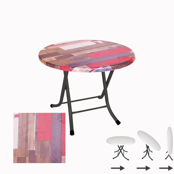 Klasik Katlanır Werzalit Yuvarlak Tabla Masa 70cm  - Red Wood ürün görseli