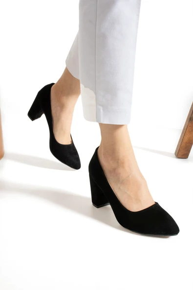 Albishoes Kadın Ayakkabı Topuklu 7,5 cm Süet Günlük Sivri Burun Abiye Kadın Topuklu Ayakkabı (36-44) - 3