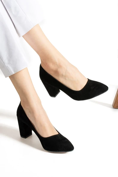 Albishoes Kadın Ayakkabı Topuklu 7,5 cm Süet Günlük Sivri Burun Abiye Kadın Topuklu Ayakkabı (36-44) - 2
