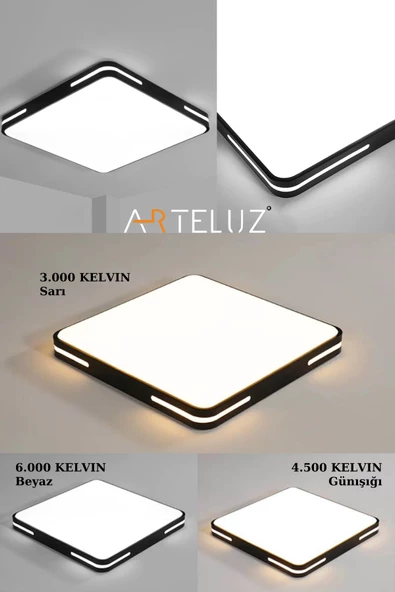 ARTELUZ KARE MODEL MODERN PLAFONYER AVİZE (50X50 CM) - Resim 5