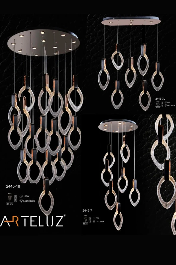 ARTELUZ Luxury Deri Detaylı Model Modern Avize - Resim 5