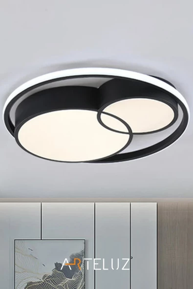ARTELUZ Modern Çift Yuvarlak Model Plafonyer Led Avize Tavan Model 3 Renk Avize Salon Led Lambası Kumandalı - 6