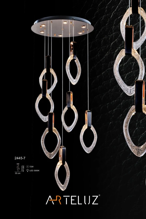 ARTELUZ Luxury Deri Detaylı Model Modern Avize - Resim 3