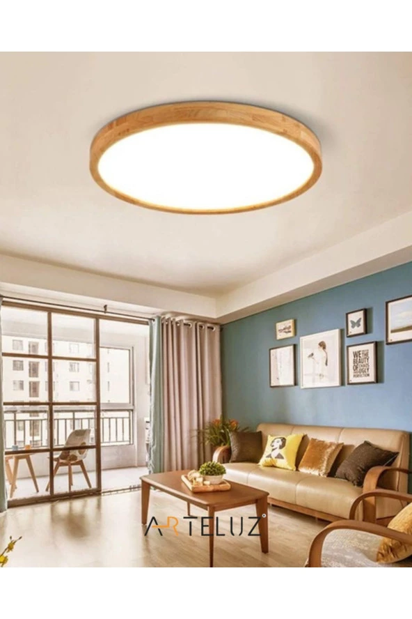 ARTELUZ Ahşap Görünümlü Metal Tavan Led Avize - Resim 3